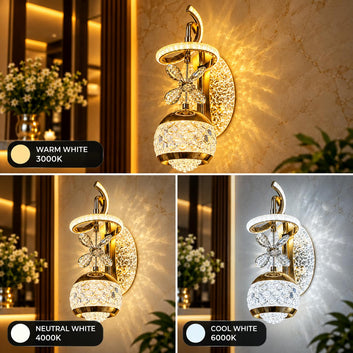 Luxury Crystal Flower Wall Light