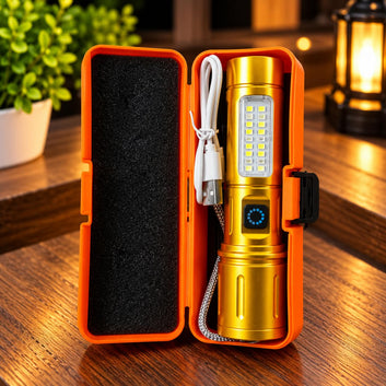 High-Power Gold LED Flashlight – Model 603
