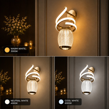 Golden Spiral Crystal Wall Light