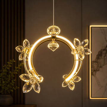 Crystal Bloom Ring Pendant Light