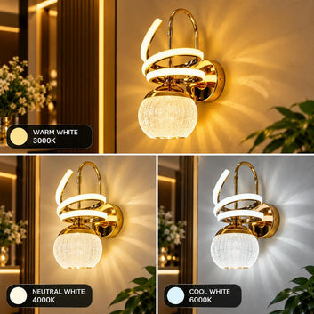 Modern Golden Spiral Crystal Wall Light